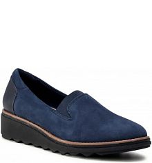 Półbuty sznurowane Clarks granatowe damskie Sharon Dolly 261363614 