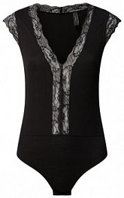 Body z ozdobnymi tasiemkami z koronki model Blax YAS czarne