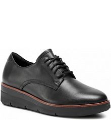 Półbuty sznurowane Clarks czarne damskie Shaylin Lace 261535934  Black Leather