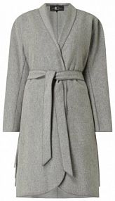 Płaszcz wełniany z paskiem w talii LUISA CERANO szary damski
