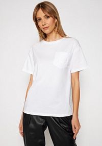 T-shirt Ermanno Firenze biały damski Chest Pocket TS11JCO  Regular Fit