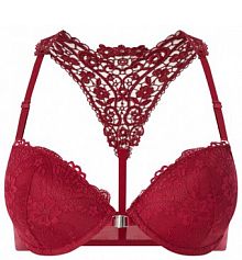 Biustonosz push up z koronki Lascana czerwony EAN PB005