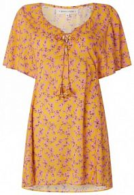 Tunika z rękawami obszytymi falbaną model Komari banana moon pomarańczowa EAN KOMARI PALMARVOIL