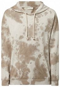 Bluza z kapturem o kroju relaxed fit z efektem batiku FREE/QUENT beżowa damska