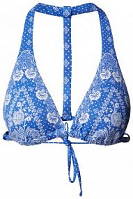 Top bikini z tyłem o kroju bokserki i kwiatowym wzorem Polo Ralph Lauren turkusowe damskie