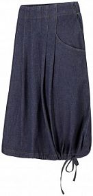 Spódnica dżinsowa ze stretchem, ze szczypankami, wiązanym troczkiem i wygodnym paskiem w talii  Bonprix