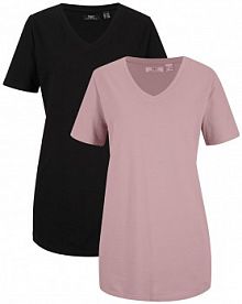 Długa bluzka  z dekoltem w serek (2 szt.)  damski Bonprix