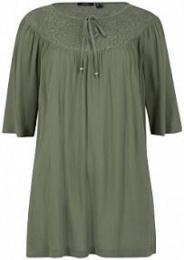 Długa tunika z kreszowanego materiału, rękaw 1/2  Bonprix