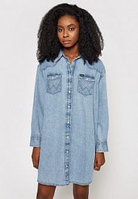 Sukienka jeansowa Wrangler niebieska Western W9P6LWX4E  Regular Fit