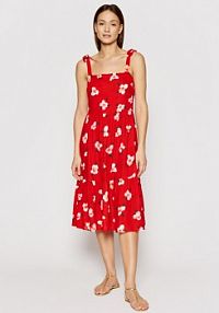 Sukienka letnia Banana Moon czerwona Lou Sunnysided JSG19  Regular Fit