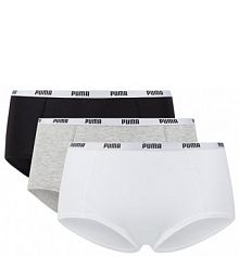 Spodnie z elastycznym paskiem z logo w zestawie 3 szt. Puma szare damskie EAN 503006001