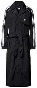 Płaszcz z paskami z logo i paskiem w talii adidas Originals czarny damski