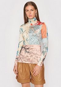 Golf Desigual wielokolorowy damski Kyoto 21WWTKA9 Kolorowy Slim Fit