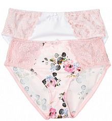 Figi z wysokim stanem z delikatną koronką (2 pary)  Bonprix