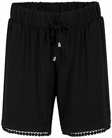 Szorty z dżerseju z wygodnym paskiem i koronką, z mieszanki wiskozy  damskie Bonprix