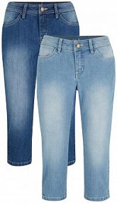 Komfortowe dżinsy rybaczki ze stretchem (2 szt.)  damskie Bonprix