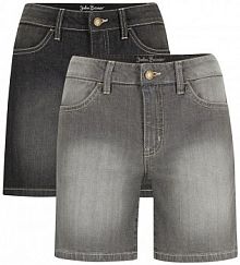 Szorty dżinsowe ze stretchem, krój slim fit, mid waist (2 pary)  Bonprix