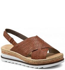 Sandały na obcasie Rieker brązowe