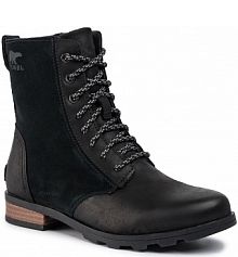 Botki na obcasie Sorel czarne Emelie Short Lace NL3309 Black 010