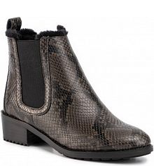 Sztyblety EMU Australia brązowe damskie Ellin Snakeskin W11747 Dark Olive