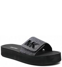 Klapki MICHAEL Michael Kors srebrne damskie Mk Platform Slide 40S1MKFA1D Gunmetal