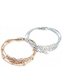 Komplet bransoletek (2 części)  kolor czerwonego złota - srebrna kolor Bonprix