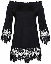 Tunika z dekoltem carmen i koronką  Bonprix