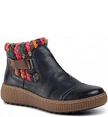 Botki na obcasie Rieker granatowe