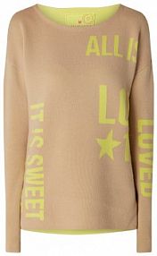 Sweter dwustronny z haftami model 'Heike' Lieblingsstück beżowy damski