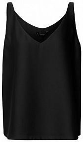 Top z imitacji satyny Swing czarny damski