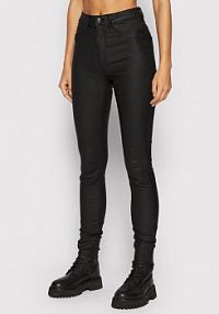 Spodnie skórzane Noisy May czarna Z imitacji skóry