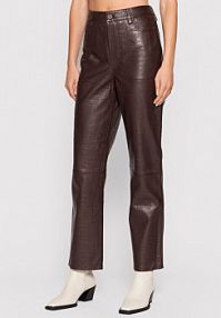 Spodnie skórzane Gestuz brązowa 