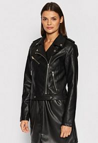 Kurtka skórzana Noisy May czarna damska Z imitacji skóry