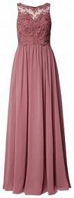 Sukienka wieczorowa z ozdobnymi kamieniami i kwiatowymi haftami Laona różowa EAN 24183-0929