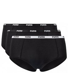 Spodnie z elastycznym paskiem z logo w zestawie 3 szt. Puma czarne damskie EAN 503006001