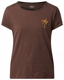 T-shirt z aplikacją model Avenue Seacoco banana moon brązowy damski