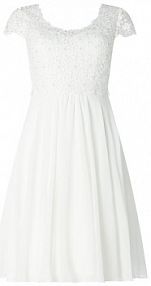 Suknia ślubna z koronki szydełkowej i szyfonu luxuar biała EAN 7548-PX