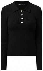 Koszulka polo o prążkowanej fakturze model Sarah Only czarna damska EAN 15244068