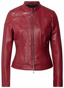 Kurtka skórzana z zamkiem błyskawicznym model Lasena HUGO czerwona damska