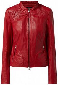 Kurtka skórzana ze stójką Jilani czerwona damska