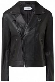 Kurtka skórzana ze skóry jagnięcej nappa Calvin Klein Womenswear czarna damska