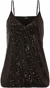 Top na wąskich ramiączkach, z cekinami, z miękkiego materiału z wiskozą  damski Bonprix