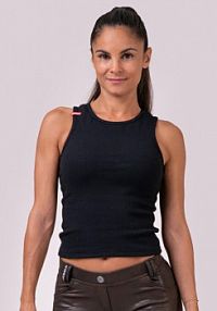 Krótki top  labels czarny -  Nebbia damski