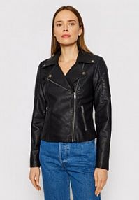 Kurtka skórzana Noisy May czarna damska Z imitacji skóry