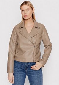 Kurtka skórzana JJXX szara damska Z imitacji skóry