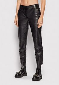 Spodnie skórzane KARL LAGERFELD czarna 