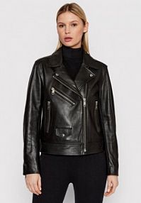 Kurtka skórzana Tommy Hilfiger czarna damska 