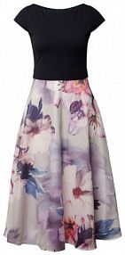 Sukienka koktajlowa z wzorem kwiatowym Swing granatowa EAN 5AC20500