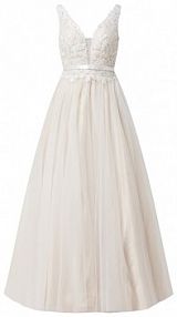 Suknia ślubna z koronki i tiulu luxuar biała EAN 7550-P