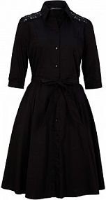 Sukienka koszulowa z koronką i wiązanym paskiem  Bonprix